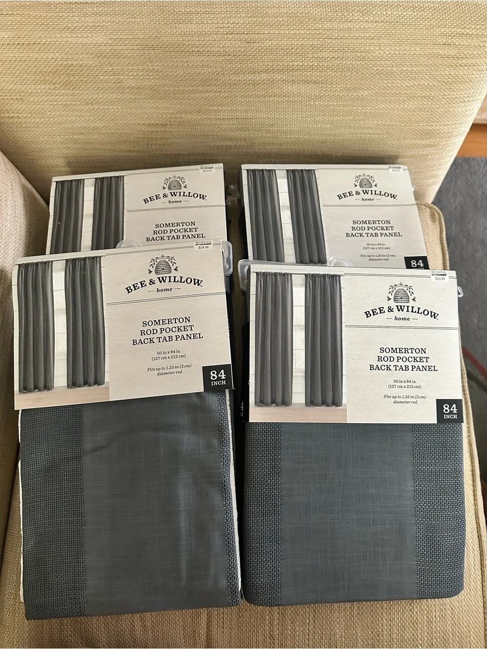 Bee & Willow Somerton Rod Pocket Back Tab Curtain Panel - Gray    Set of 4